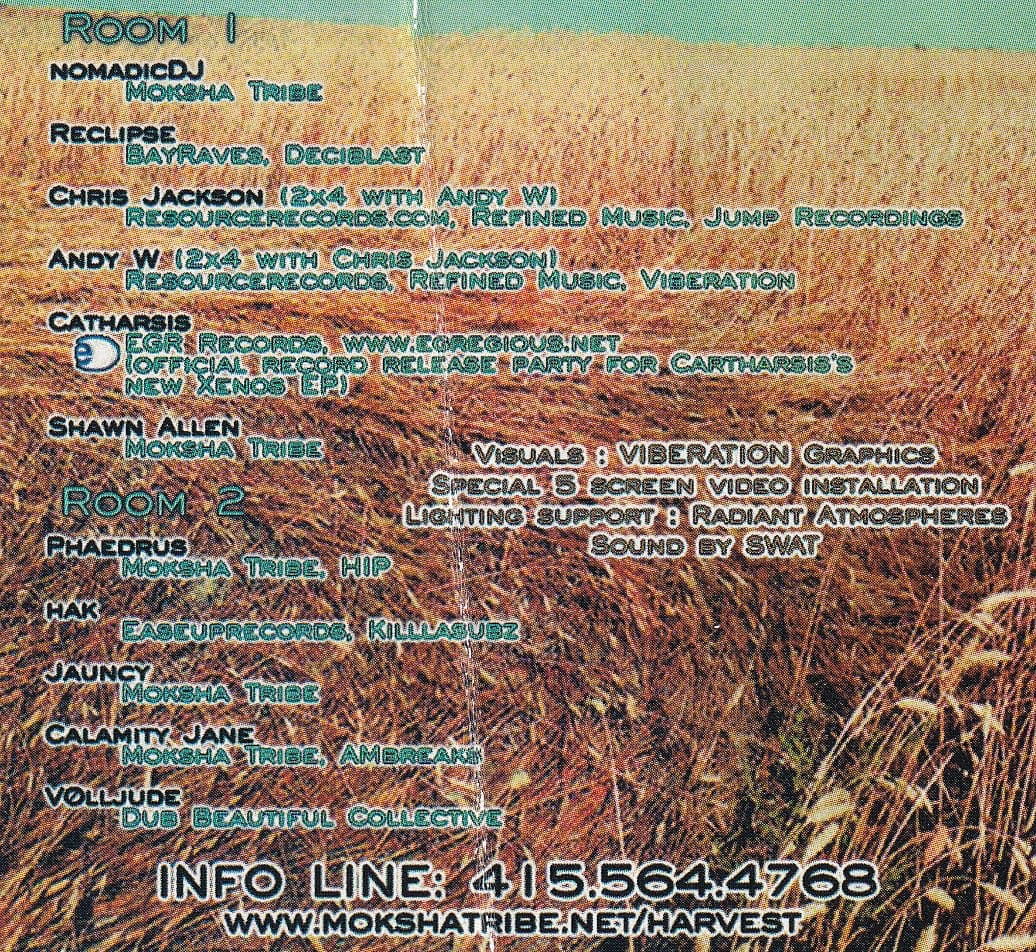Back of the original Harvest flyer, November 15, 2003